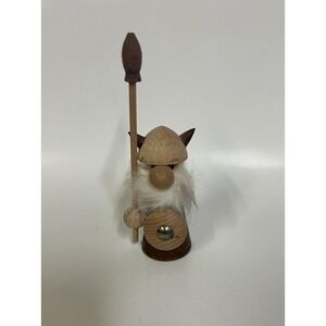 Vintage Wooden Viking Furry Battle Figure 1960s